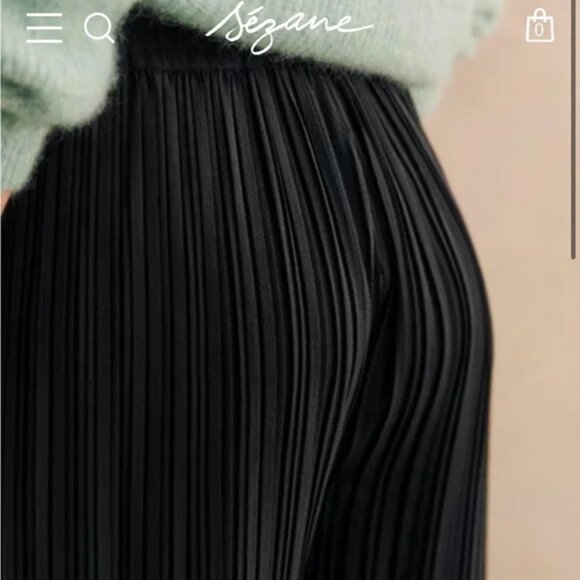 Sezane Pants - SEZANE 36 Black Jimmy Pleated High-Waisted Accordian Pants Wide Leg